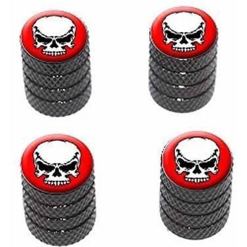 Tribal Skull on Black Tire Rim Valve Stem Caps Aluminum Tribal Skull on Black Tire Rim Valve Stem Caps Aluminum